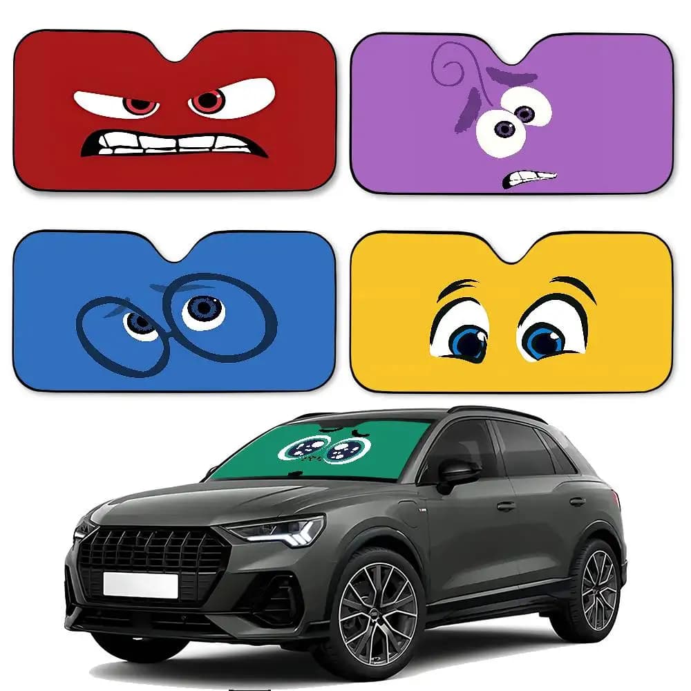 Cute I-inside Out Stylish And Trendy Windshield Sunshade, Car Windshield Cover, Car Sunshade Curtain, Car Sun Protection Cover