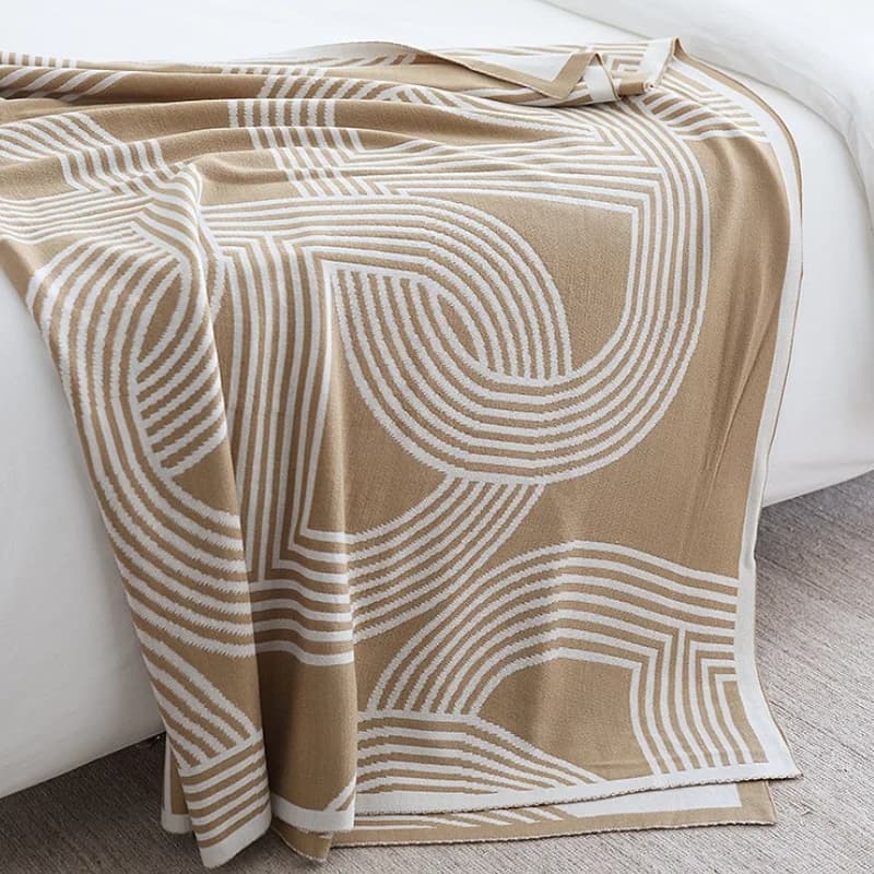 Morbida coperta lavorata a maglia kaki Copriletto grigio Decorativo geometrico moderno per divano Lancio caldo Biancheria da letto per soggiorno Decorazioni per la casa