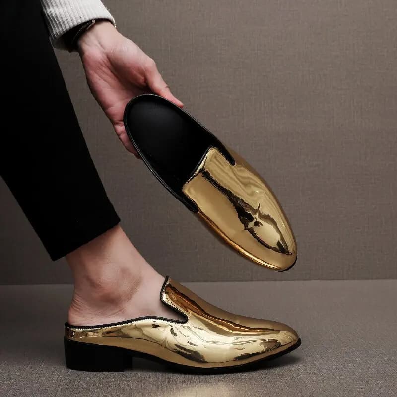 Size 40-50 Casual Men Fashionable Semi Slipper Leather Shoes Men Comfortable Non Slip Office Busines Leather Shoes with One Foot