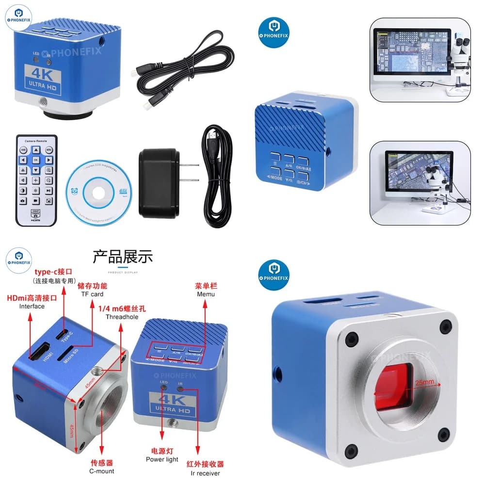 Telecamera Industriale HDMI 4800MP con Microscopio USB CCD per Misurazioni di Precisione e Ispezione Elettronica
