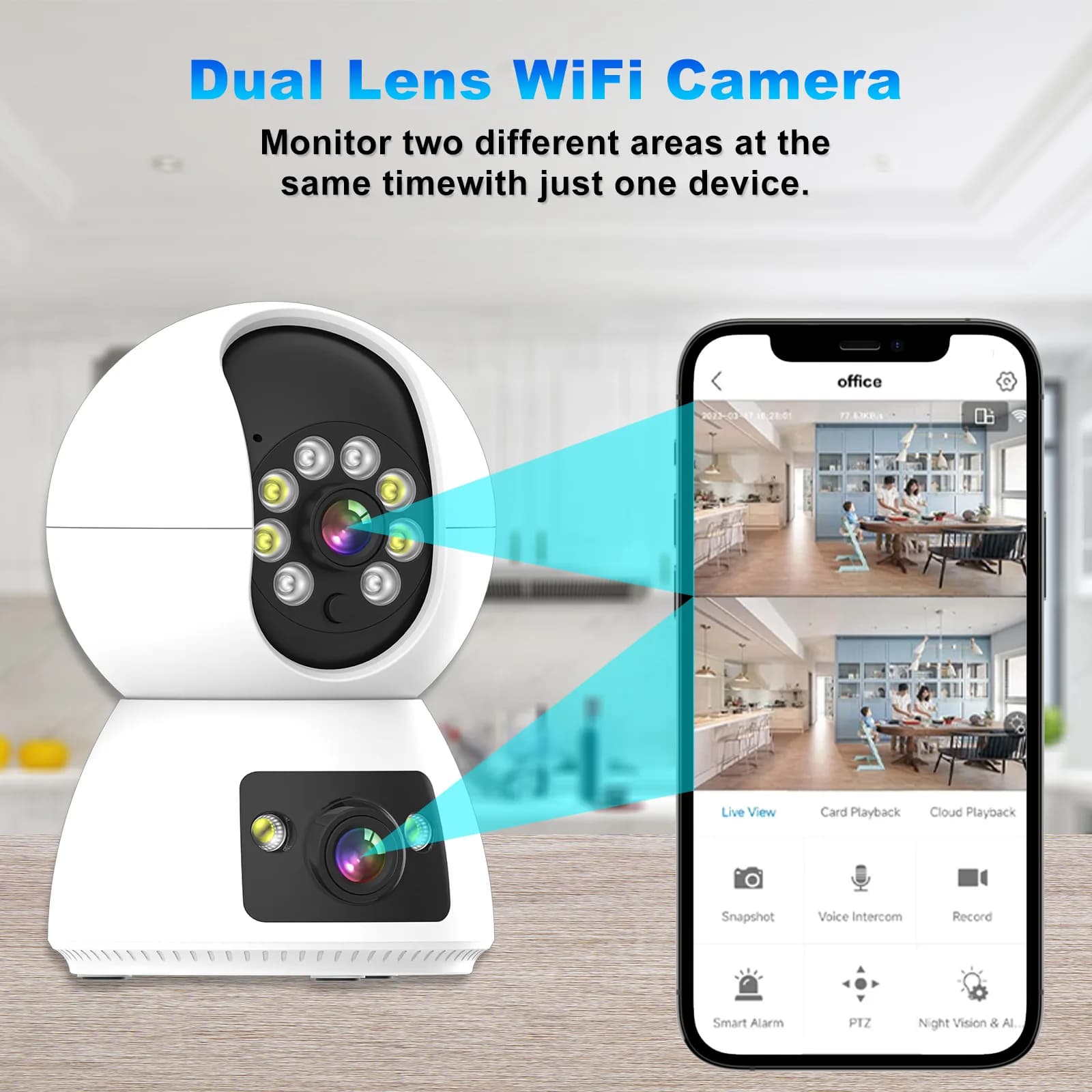 4MP Tuya/Eseecloud APP Dual Lens Full Color Wireless PTZ IP Dome Camera AI Rilevazione Umanoide Sicurezza Domestica CCTV Baby Monitor