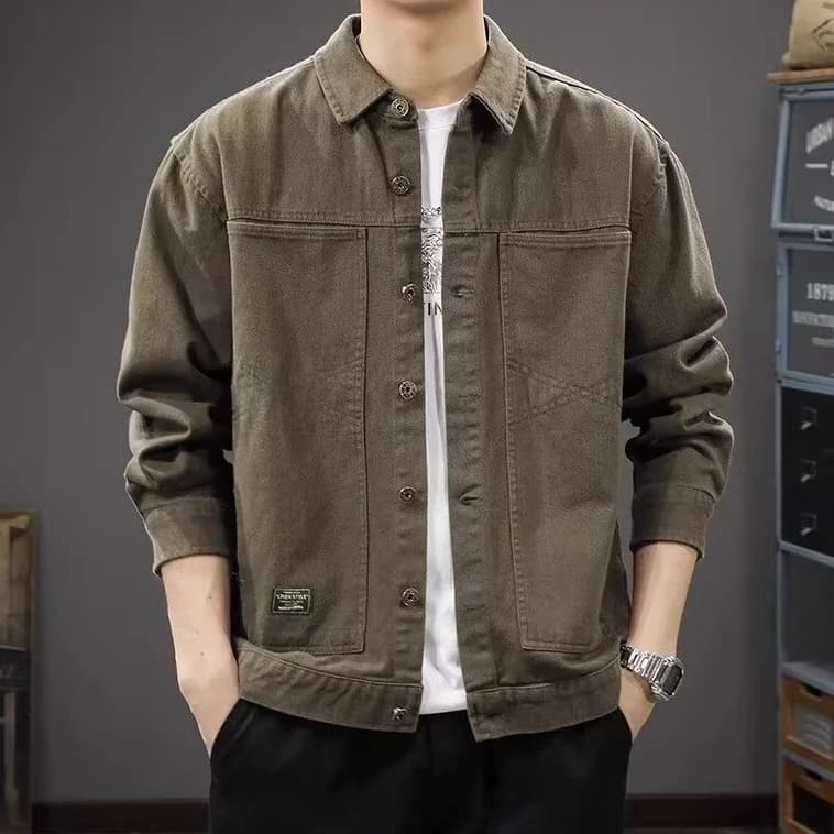 American Style Workwear Jacket Shirt Loose Casual Collar Men's Trendy Large Size Shirt Coat Spring Autumn New Arrival