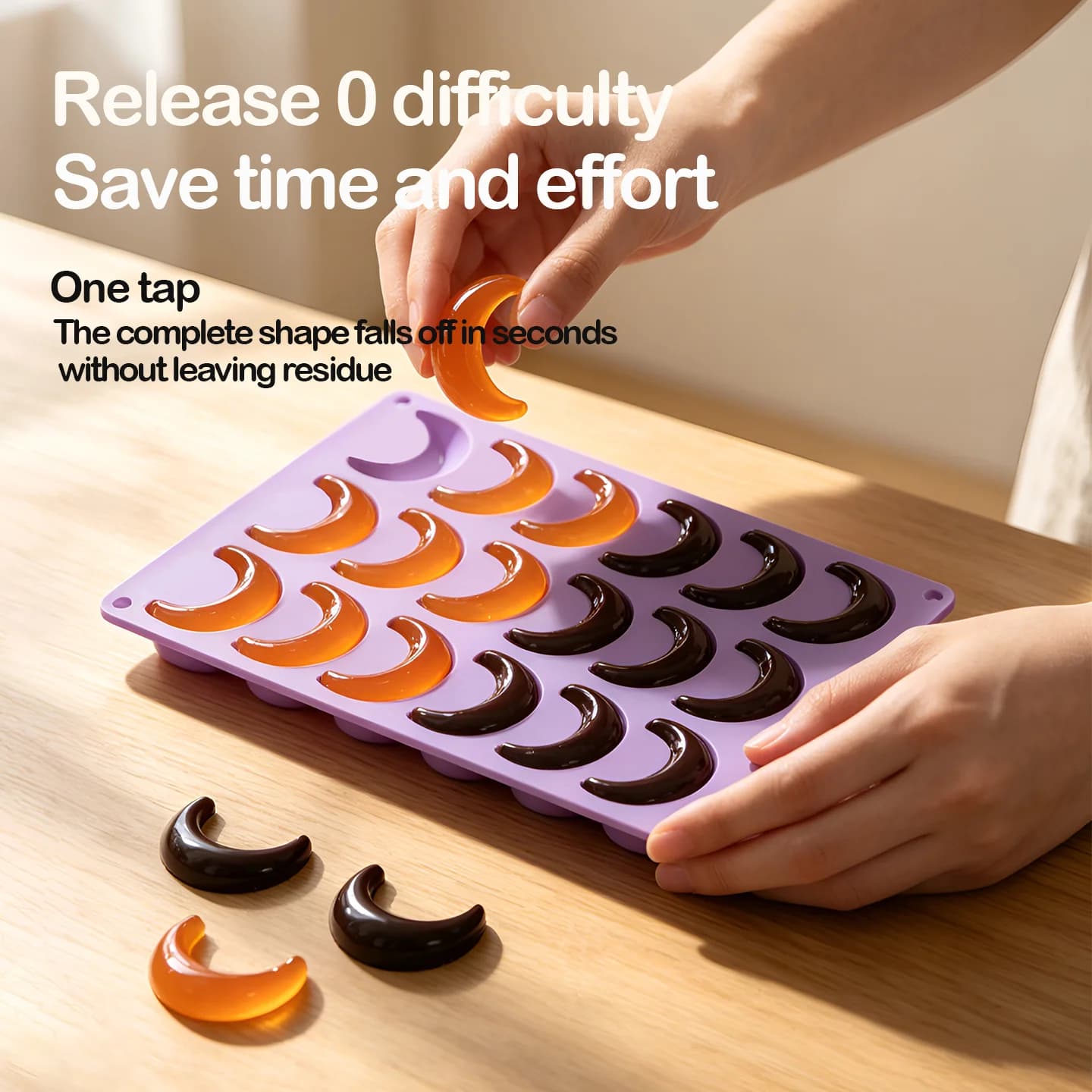 Stampo in silicone a forma di luna crescente 3D per cioccolato, caramelle, dolci - Stampo da forno antiaderente adatto per dessert, cubetti di ghiaccio
