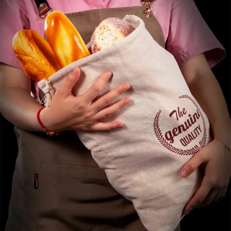 Bags for flax bread Reusable bag with coulisse for bread Storage bag for homemade bread Bags for flax bread for baguette