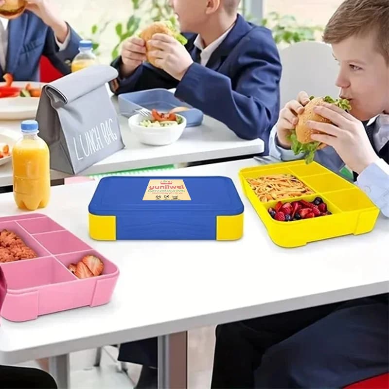 1330ML Bento Lunch Box Kids Adults Toddlers 6 Compartments W/TablewareSauce Pots Colorful Design Meal Prep Container Yunliwei