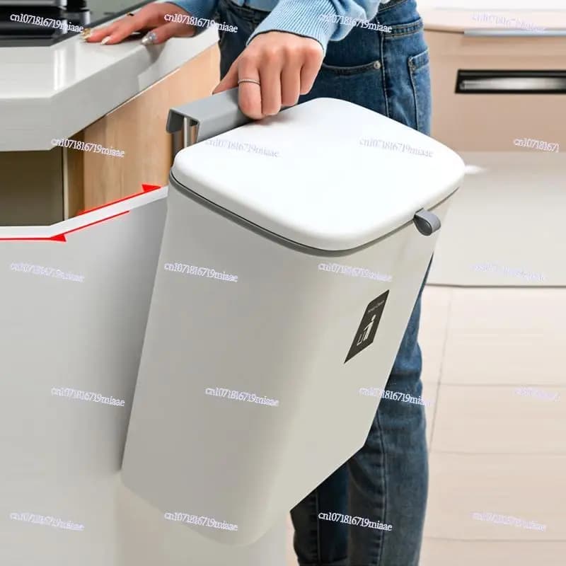 Con coperchio Scatola portaoggetti multiuso per porta dell'armadio da cucina Appeso per riporre i rifiuti Contenitore per riciclo Cestino per pattumiera da parete per cucina
