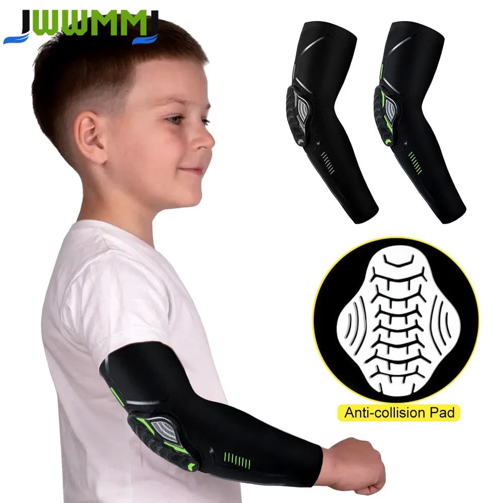 1Pcs Kids Arm Elbow Sleeve Pads 5-15 Years Children Youth Sports Compression Protective Elbow Brace for Volleyball, Basketball