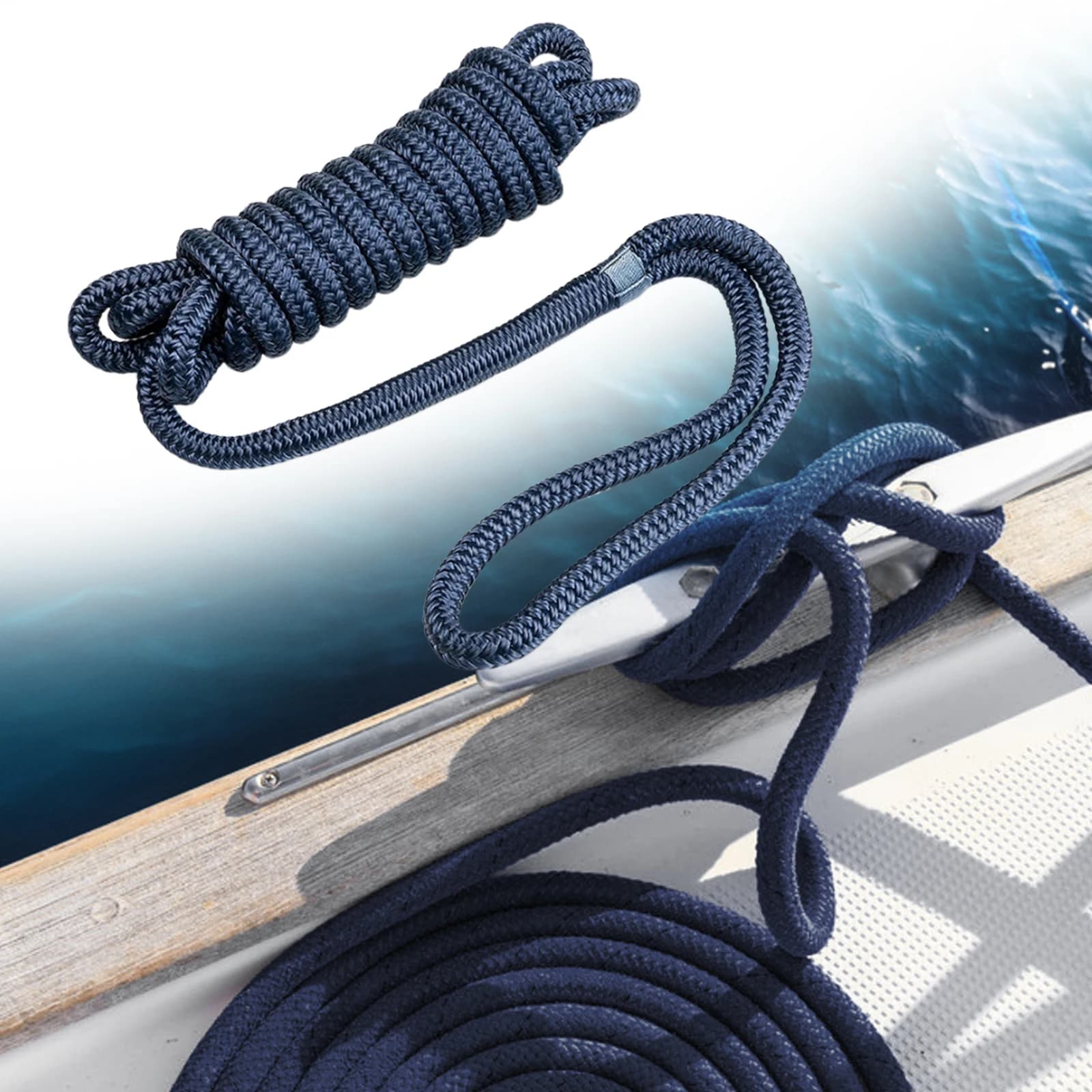 Linea Dock per carichi pesanti Linee Dock per barche da 4,6 m/181,10 pollici per barca Pontone Yacht Corda di ancoraggio Ormeggio marino Corda doppia intrecciata in nylon
