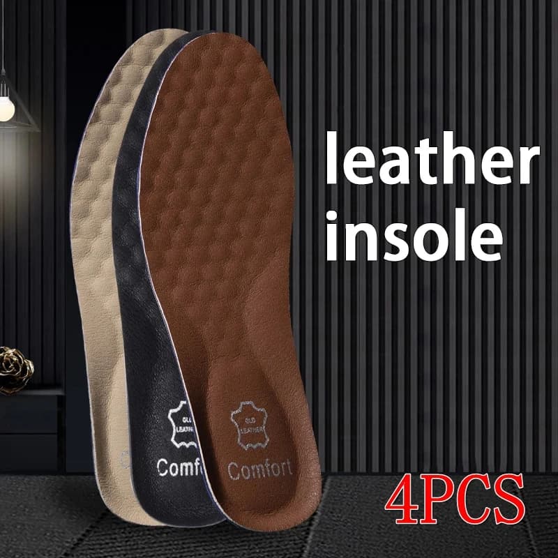 2pcs/4pcs Arch Support Orthopedic Insole Leather Breathable Insoles Shock Absorbing Sole Men Sneakers Leather Shoes Insoles