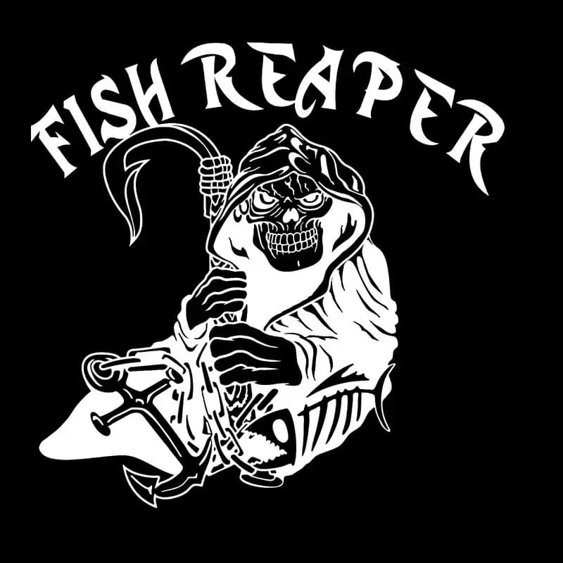 Fashion Fish Reaper Fishing Reaper Skull Car Sticker Boat Anchor Truck Window Vinyl Decal Pvc Kk 15.4CM * 15.1CM