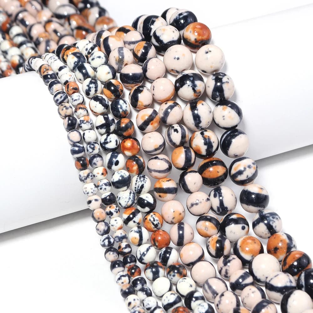 4 6 8 10mm Orange White Black Colorful Rain Jaspers Round Beads Natural Stone Beads For Jewelry Making DIY Necklace Bracelet