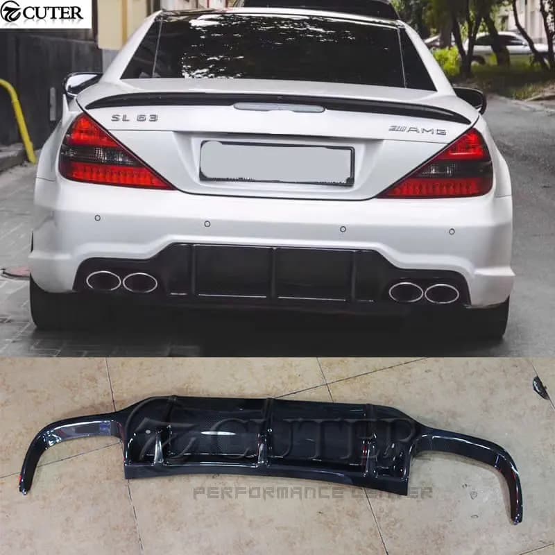 R230 SL63 AMG Carbon Fiber Rear Bumper Diffuser Lip Splitter for Mercedes-benz R230 Car Body Kit 07-12