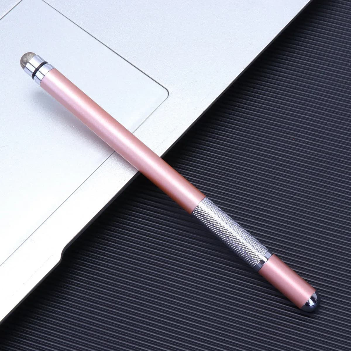 Penna Stilo Capacitiva Doppia con Punta in Metallo, Colore Oro Rosa, Perfetta per Disegno, Appunti e Giochi, Universale per Telefoni e Tablet