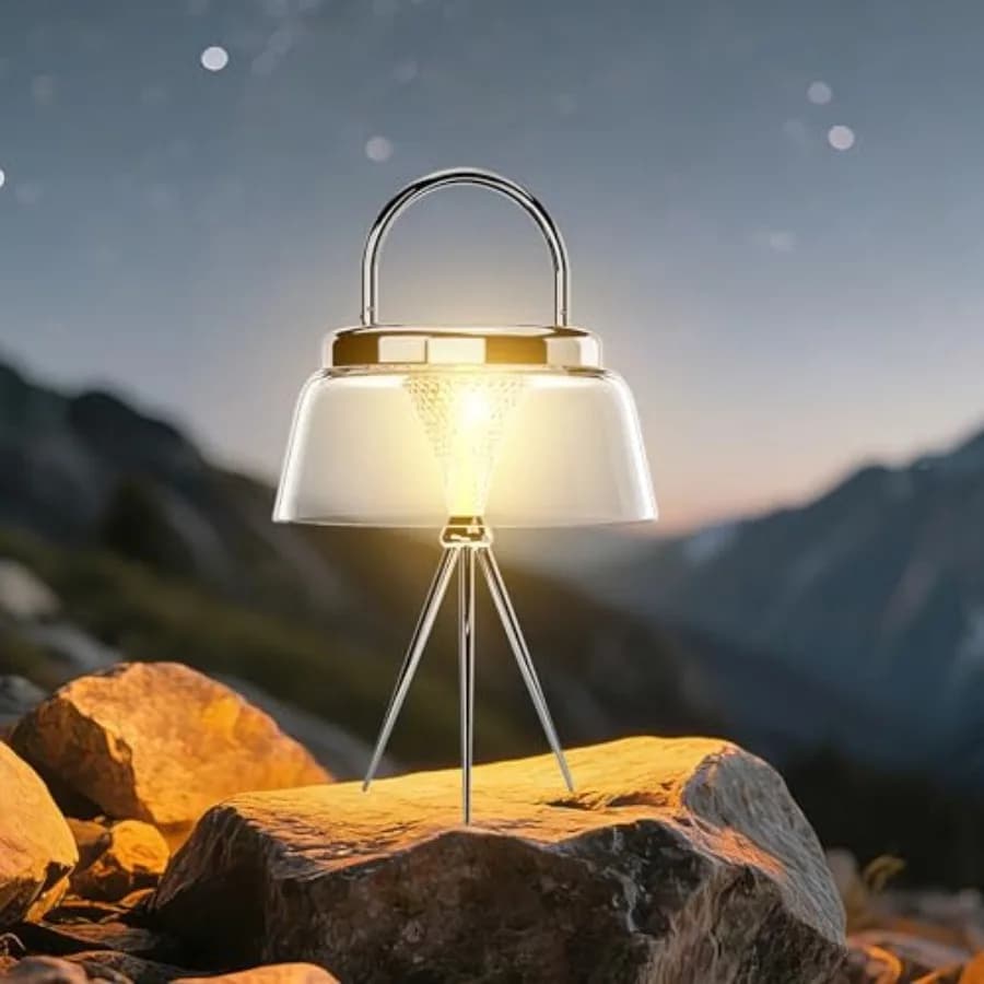 Solar Camping Lantern for Tent and Patio Decor COB LED, Dimmable 360 Light, Rechargeable, IP65 Waterproof, Portable Hanging/Tab