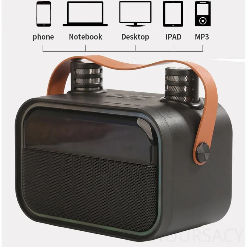 NEW Bluetooth Karaoke Speaker Mini Portable K Song Machine with Wireless Mic RGB Cool Lights HIFI Stereo Sound Support TF U Disk