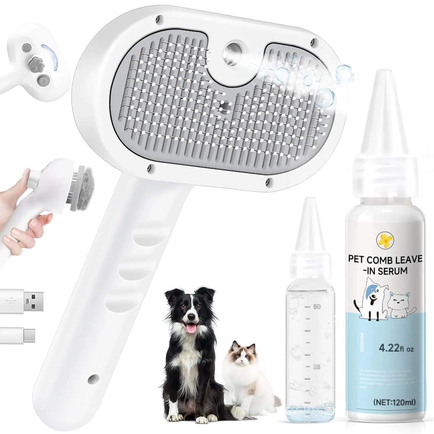 2026 Pet Grooming Brush: De-shedding, Detangling, Cool Mist, Self-cleaning, Waterless Shampoo