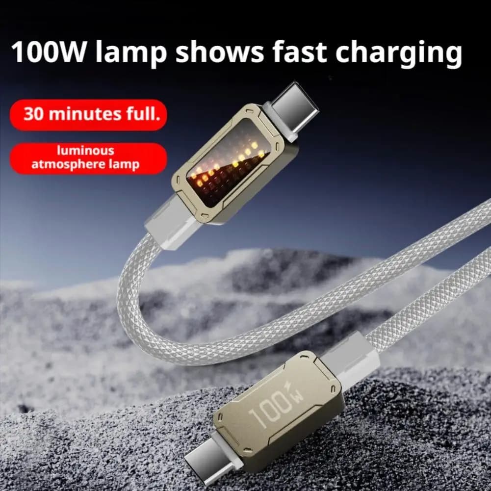 Nuovo display digitale a LED da 100 W cavo di ricarica rapida da tipo C a C per Samsung Xiaomi Redmi Huawei cavo dati di ricarica rapida USB C