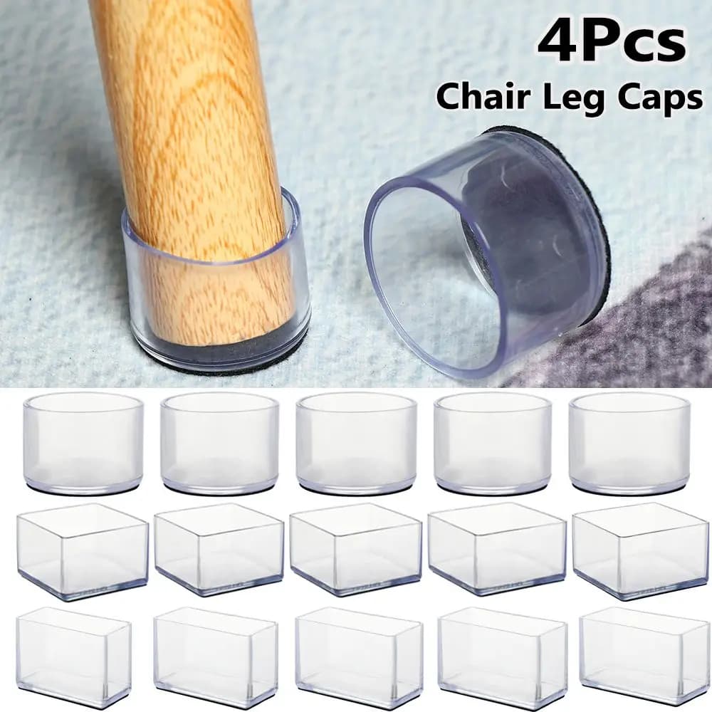4 pezzi/set cuscinetti in silicone trasparenti per gambe di tavoli e sedie tappi in PVC fondo rotondo copertura del piede antiscivolo cuscinetti protettivi per pavimenti per mobili