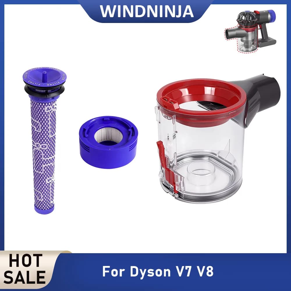 For Dyson V7 V8 Handheld Vacuum Cleaner Dust Bucket Pre-Filter and Post-Filter Kit Parts Cyclone Collector Dust Bucket Filters