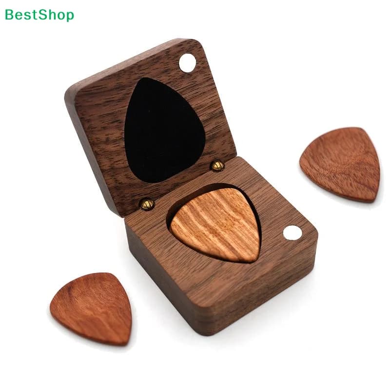 〔R〕Scatola per plettri in legno - Custodia portatile per plettri da chitarra per musicisti/chitarristi