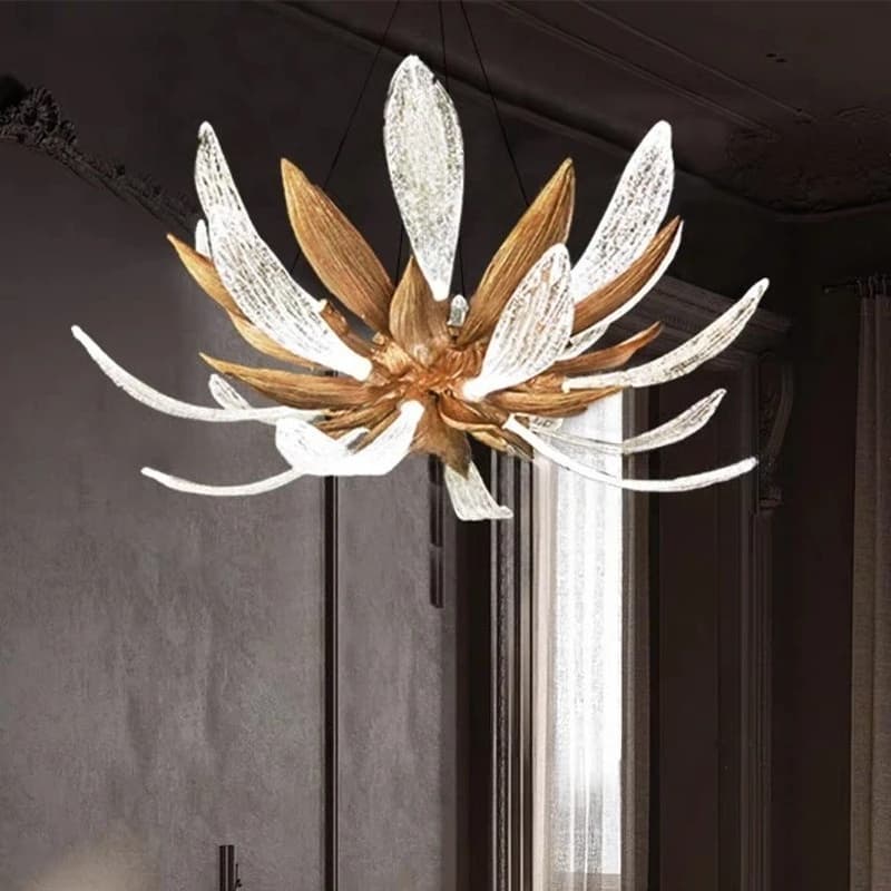 Lampadario di Lusso in Vetro a Forma di Soffione, Interamente in Rame, per Soggiorno, Sala da Pranzo, Villa, Cucina, Lampada a Sospensione dal Design Creativo