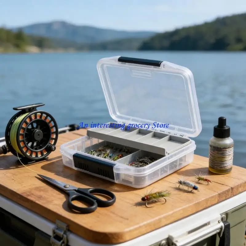 652D Fly Box with Sponge Pad Fishing Tackle Tool Fishing Tackle Box Clear Flipped Lures Case Fly Fishing Baits Storage Box