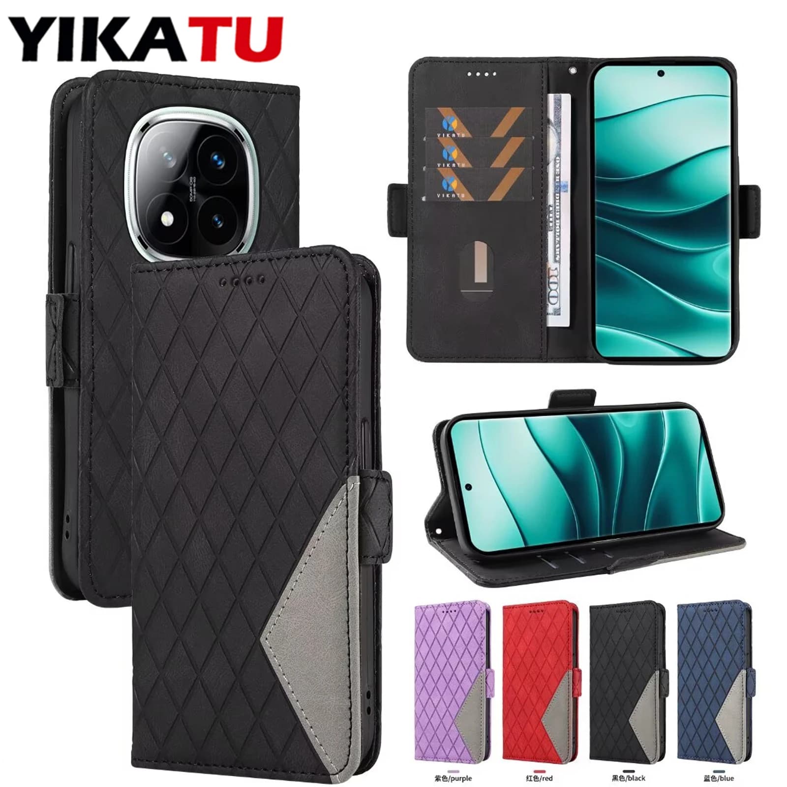 Custodia a Portafoglio Flip in Pelle con Slot per Schede per Xiaomi Redmi K70E K70 Ultra K60 Pro K50 Gaming K50i K40S K40 K30 Turbo 3 5G