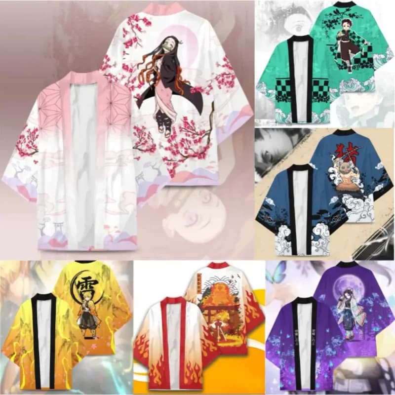 Uomini di estate Anime giapponese Kamado Tanjirou 3D Stampa Yukata Haori Giacca Donna Giappone Kamado Nezuko Cosplay Costume tradizionale