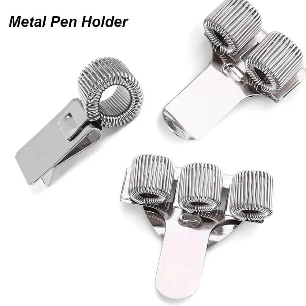 1PC Useful Portable Stationery Metal Pen Clips Elastic Loop Spring Pen Holder Notebook