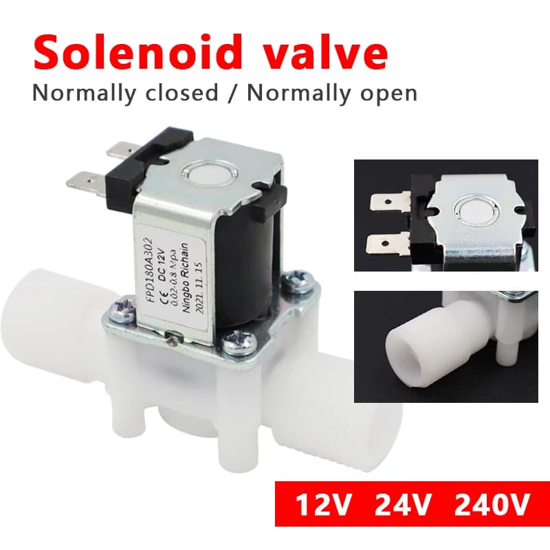 1PC Plastic 12V 24V 220V Electric Magnetic Water Control Valve Electrovalve Switch Normally Closed 1/2'''