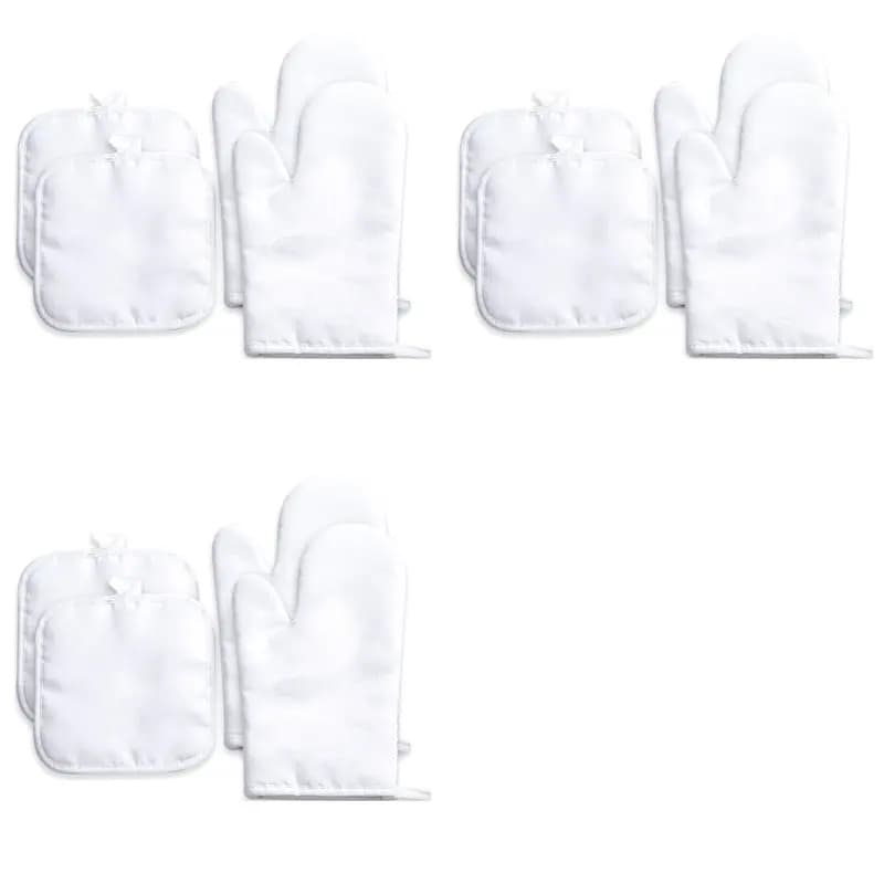 【OFFERTA LAMPO】Set di guanti da forno bianchi per sublimazione e sottopentola bianco per sublimazione per accessori fai da te per cucina e sala da pranzo, 12 pezzi