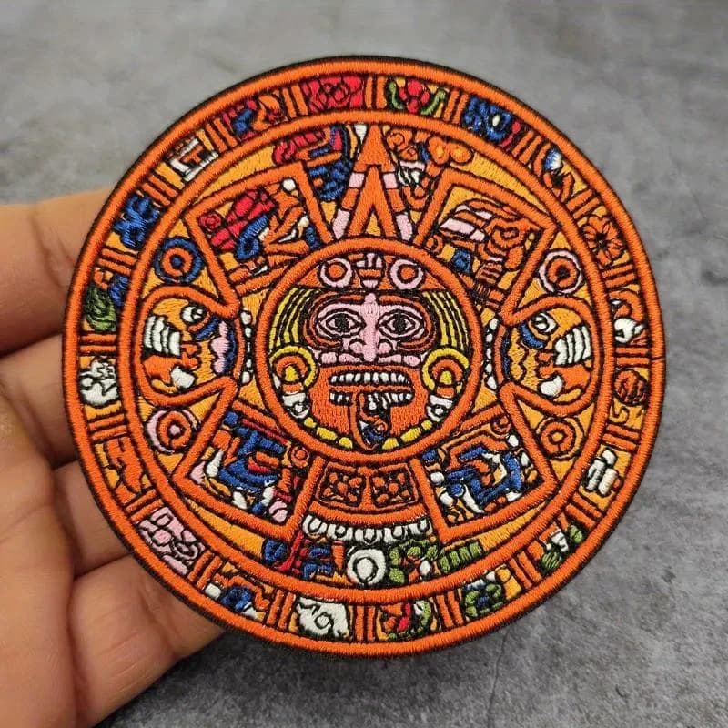 Calendario maya Azteco Sunstone Ricamo Patch Gancio e anello Personalizzato Tattico Militare Bracciale Zaino Adesivo Distintivo morale