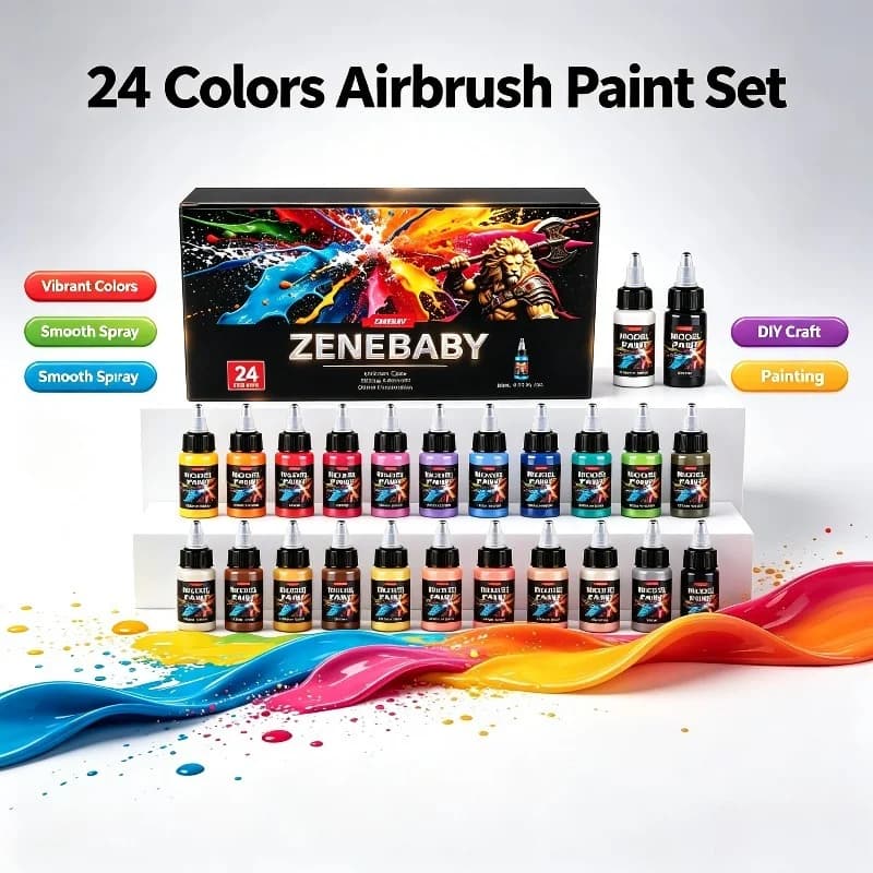 24 Colors 20ml Model Acrylic Paint Set With Brushes Miniature Pigment for Hand Painting Airbrush Spraying Hobby DIY Supplies