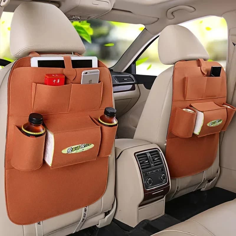 Organizer per sedile posteriore per auto in feltro con 7 tasche, protezione per pattini per sedile posteriore per auto, borsa portaoggetti per auto multifunzione, borsa portaoggetti in feltro per la casa