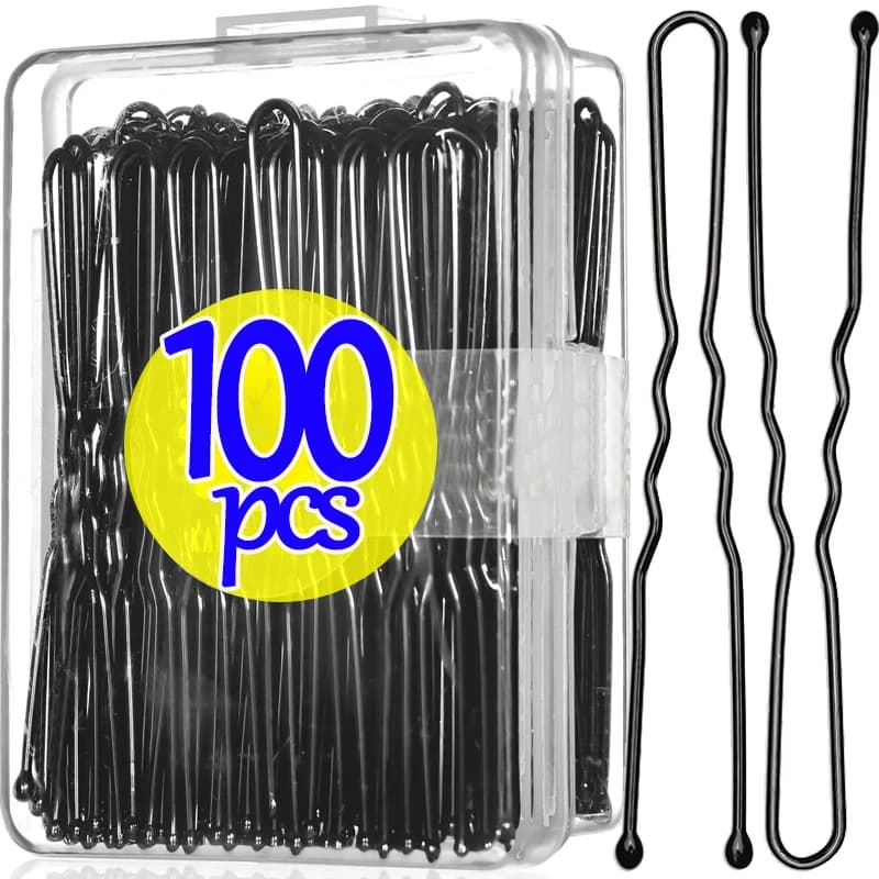 10/100pcs Black Hair Clips for U Shaped Bobby Pin Unseen Wavy Wavy Hairstyle Styling Metal Hair Clip Bar Accessories For Hair