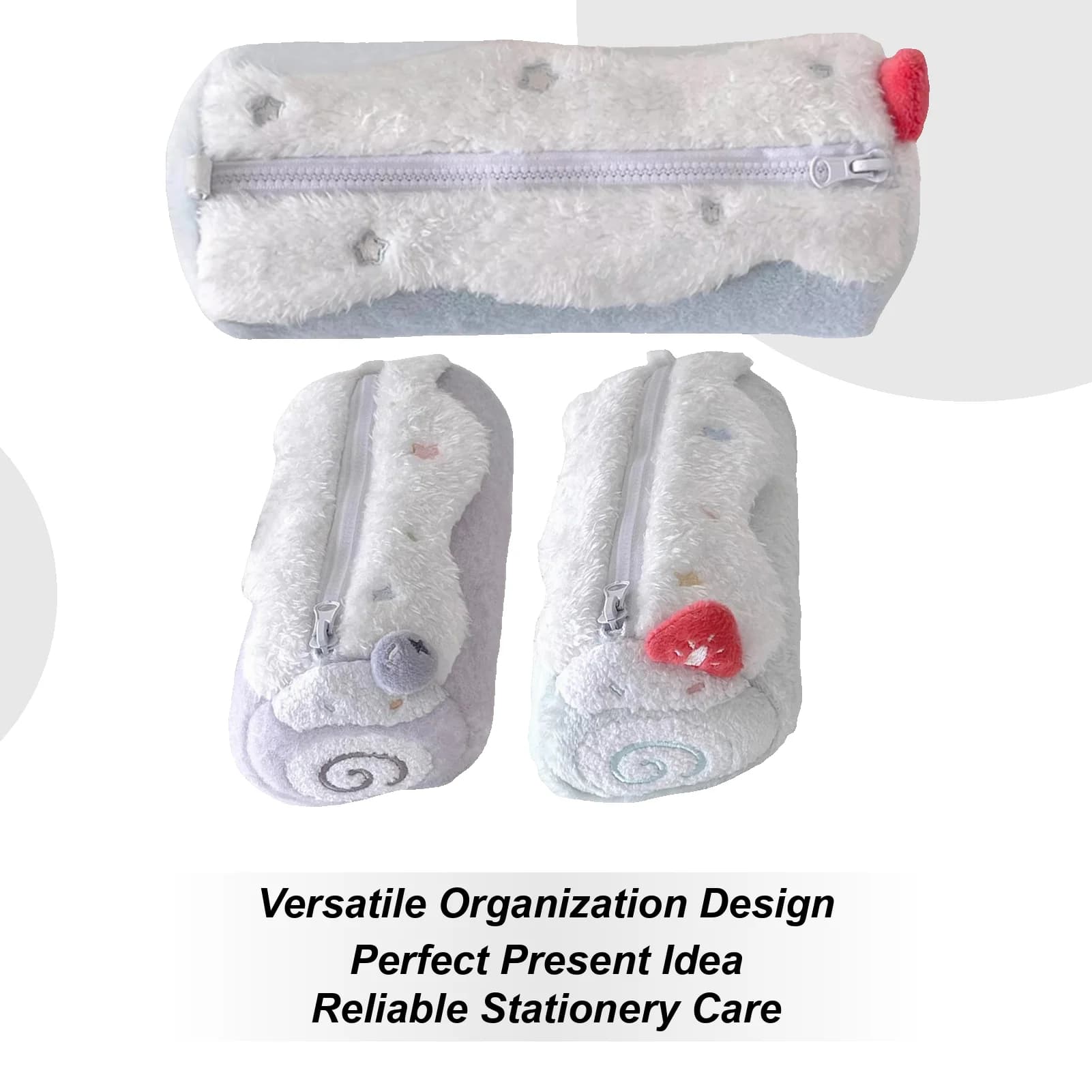Astuccio per matite di grande capacità Simpatico peluche Swisss Roll Design Cancelleria Organizzatore Borsa portaoggetti per note adesive Gomma Righello Studenti