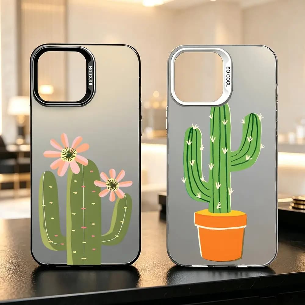 Custodia per telefono colore argento per iPhone 17-11 Pro Max/Plus, cover opaca anti-impronta antiurto P-Cactus