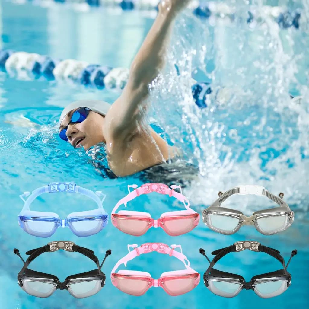 Occhialini da nuoto impermeabili con tappi per le orecchie polarizzati -resistenti per