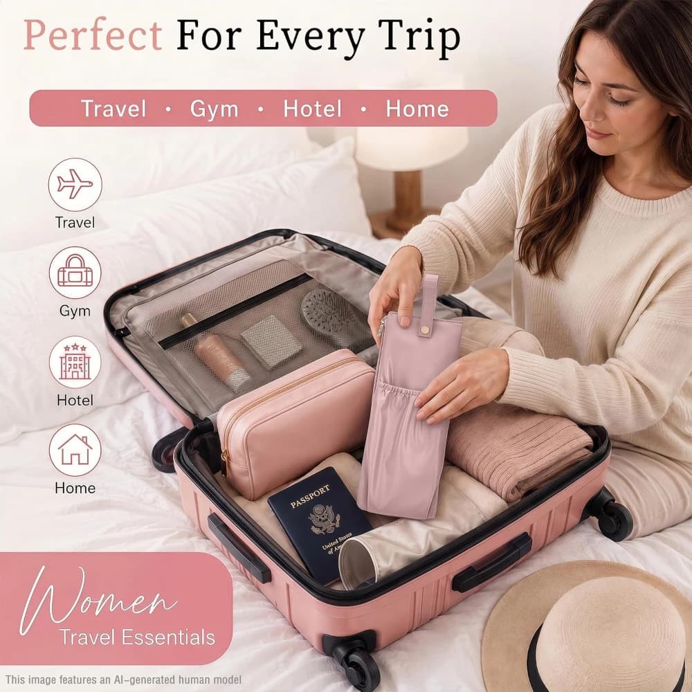 Portable Hot Hair Tools Storage Bag for Travel 2-in-1 Hot Tool Organizer with Heat Resistant Mat for Curling Iron Flat Iron Dorm