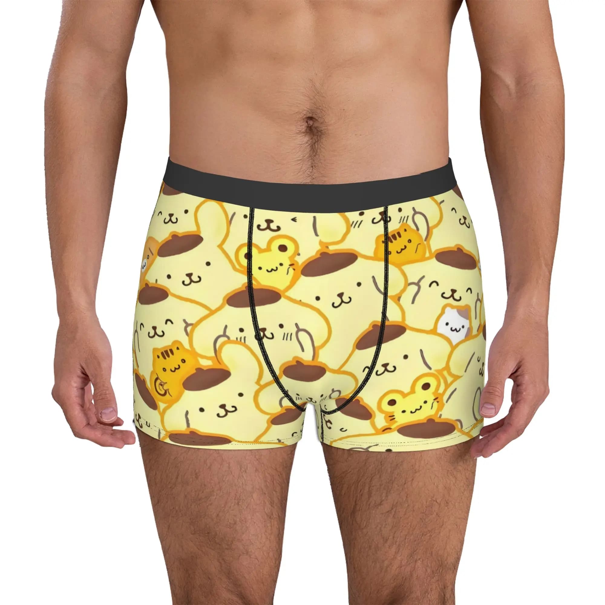 Cartoon Pompompurin Underwear Men Printed Anime Cute Boxer Shorts Panties Briefs Soft Underpants
