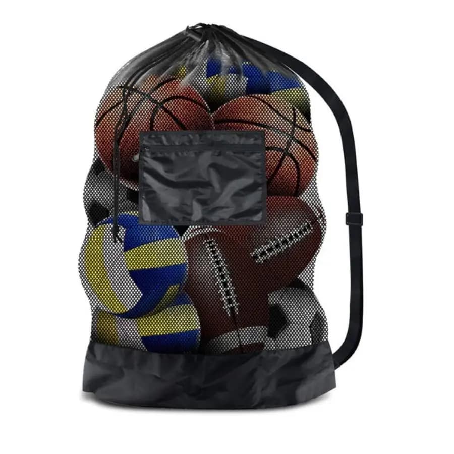 Borsa sportiva grande in rete con spallacci, borsa con coulisse per riporre basket, pallavolo, baseball e attrezzature per il nuoto