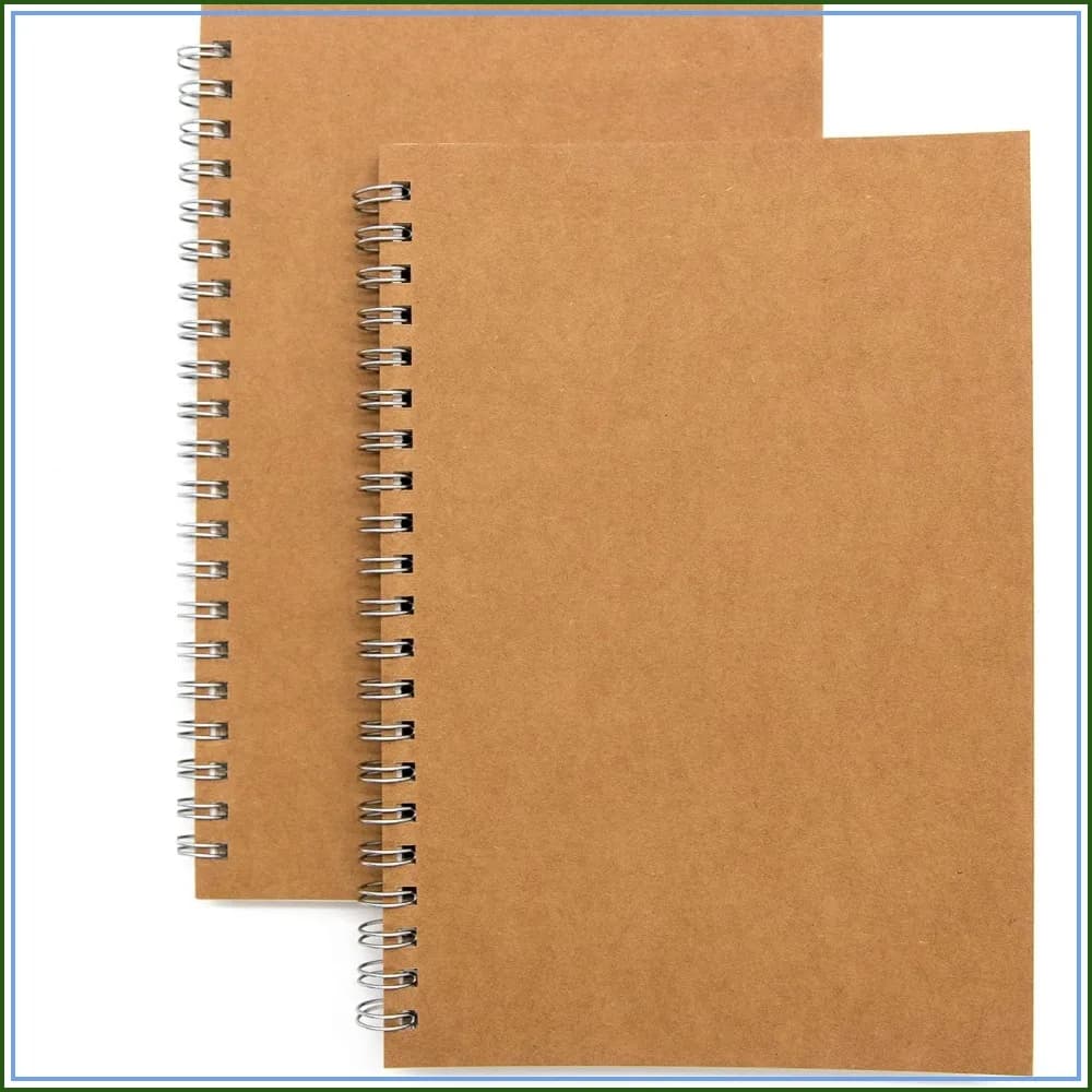 2-Pack Spiral Notebooks, Blank Sketch Book, 7.5x5.1 Inches, 100 Pages Each, Brown