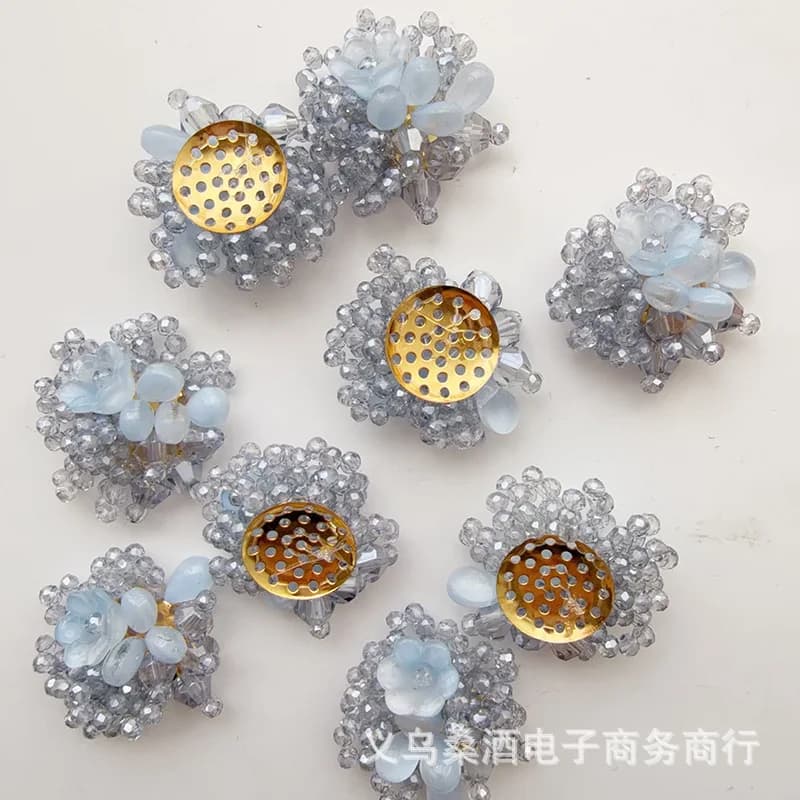 DIY Crystal Beaded Lily of The Valley Flower Clog Charms for Shoe Hat Cap Decoration Beaded Buckle Craft Material High Quality