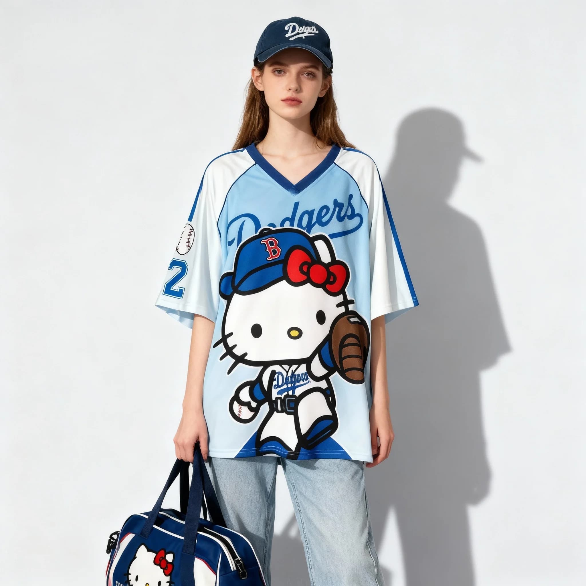 Maglietta da baseball Sanrio Family Hello Kitty, dolce e cool, t-shirt estiva da strada, oversize, per adulti, nuovo stile, abbigliamento premaman