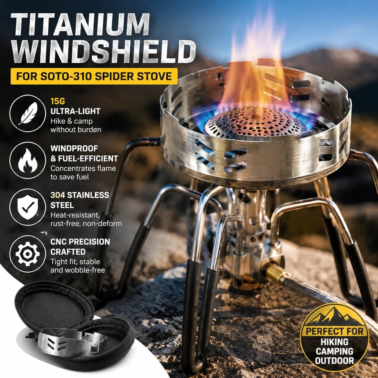 Mini Stove Wind Shield 304 Stainless Steel Windproof Ring Compatible With BRS3000T SOTO310 Spider Camping Stove Stove Accessory