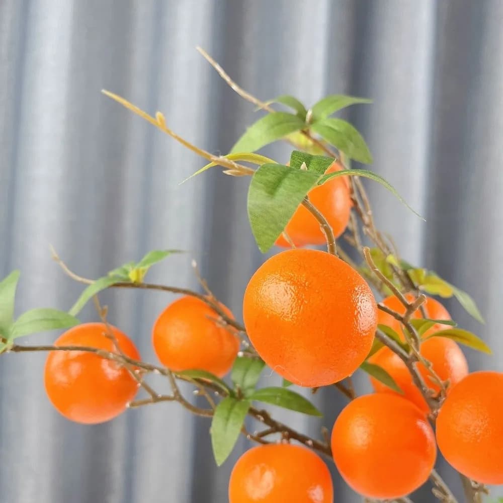 Green Leaves Artificial Orange Branch Luxury Plastic Simulation Fruit Tree Realistic Elegant Fake Plants Living Room Decor
