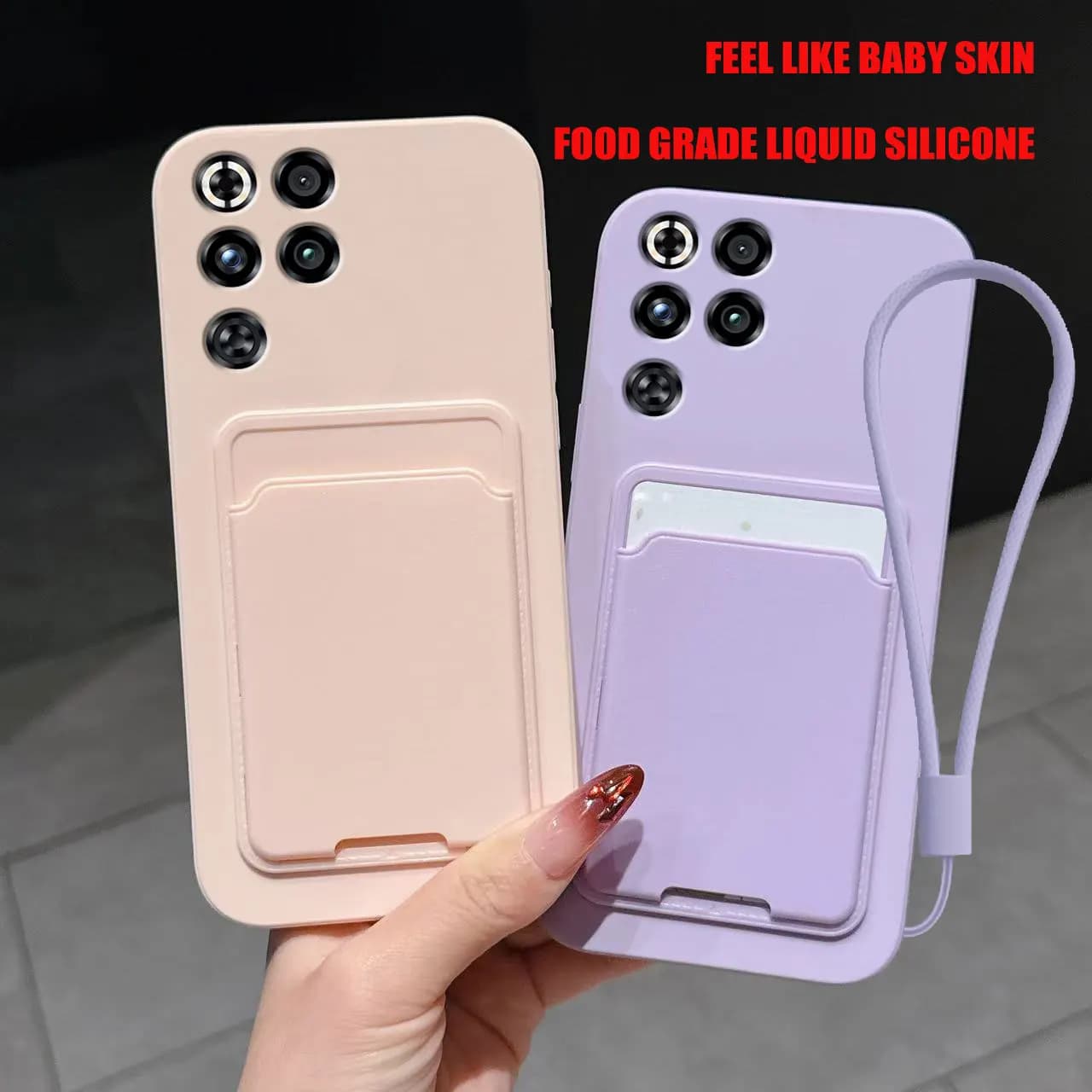 Case for ZTE Nubia RedMagic 11 Pro 10 in liquid silicone with card holder, soft shockproof cover for phone, with back pocket to wallet