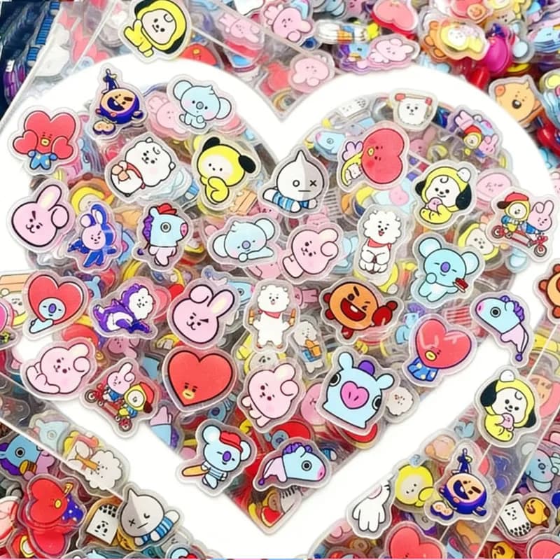 BT21 K-pop 40 Pezzi 2CM Fogli Acrilici Kawaii Accessori Fai-da-Te Decorazione Materiale per Cover Telefono CHIMMY COOKY KOYA TATA Regalo Anime Giocattoli