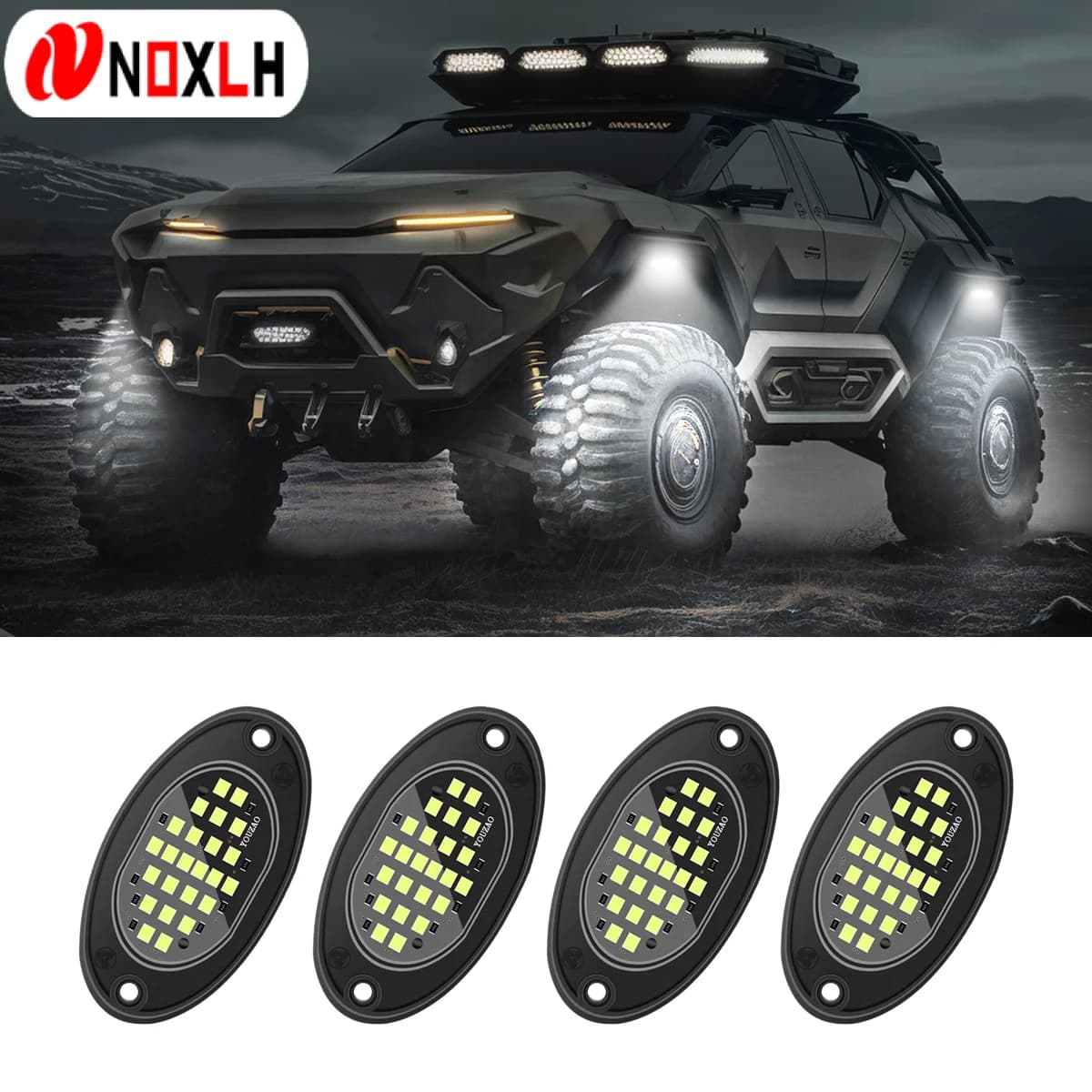 4 pz 24LED Luci di Roccia Kit Lampada Atmosfera Auto per Camion Fuoristrada SUV 4x4 ATV Jeep Neon Underbody Underglow Trail Rig Light