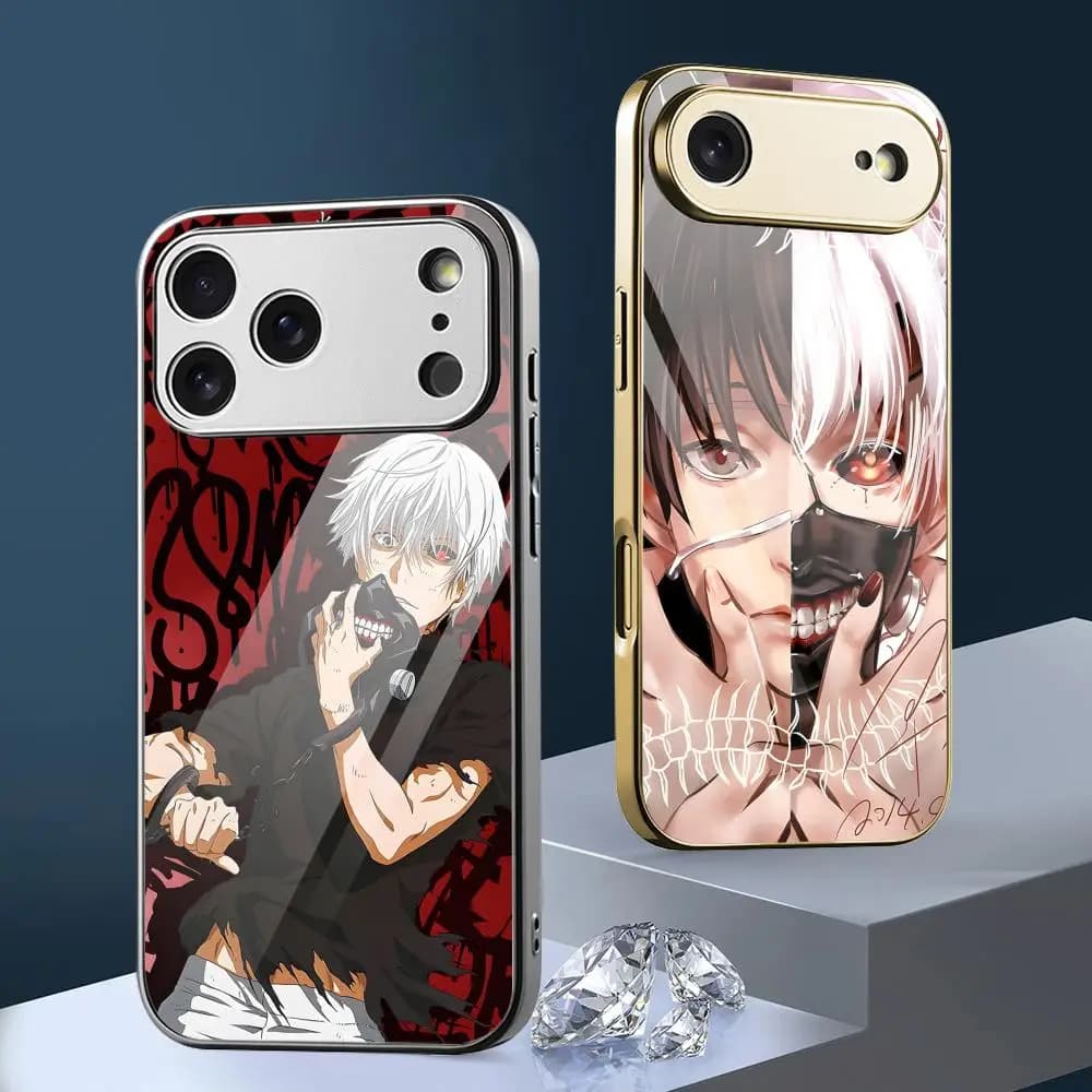 Tokyo G-Ghoul Anime Phone Case For iPhone 17 16 15 14 13 12 Pro Max Plus Electroplated Metal Bumper Shockproof Case